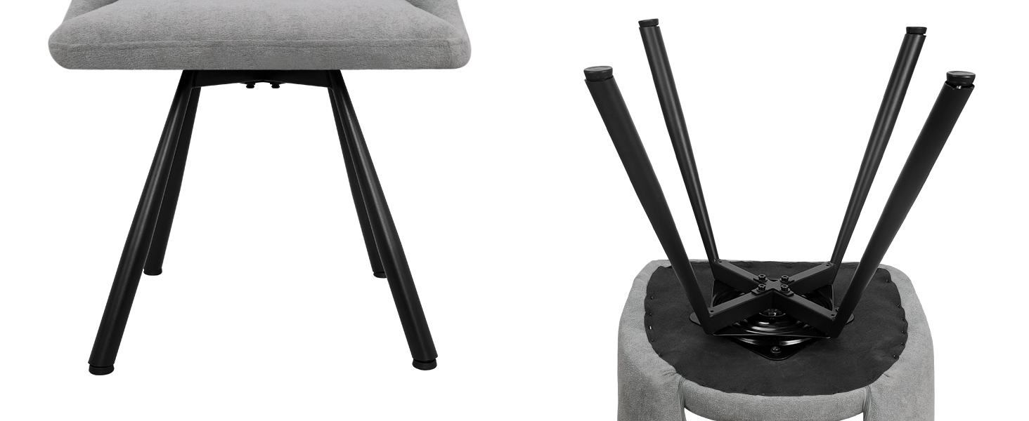 LEWE Комплект з 6 обертових стільців для їдальні, кухонних, вітальні та спальні, ергономічні, без підлокітників, з тканини кашемір (сірий)