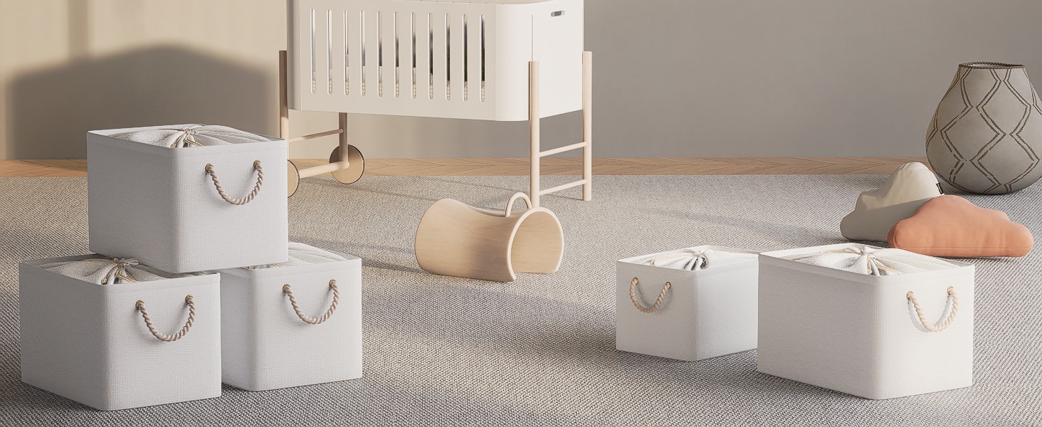 OUTBROS Коробки для зберігання (3 шт.) 33x23x20 см, тканинні, з шнурком та ручкою, складні