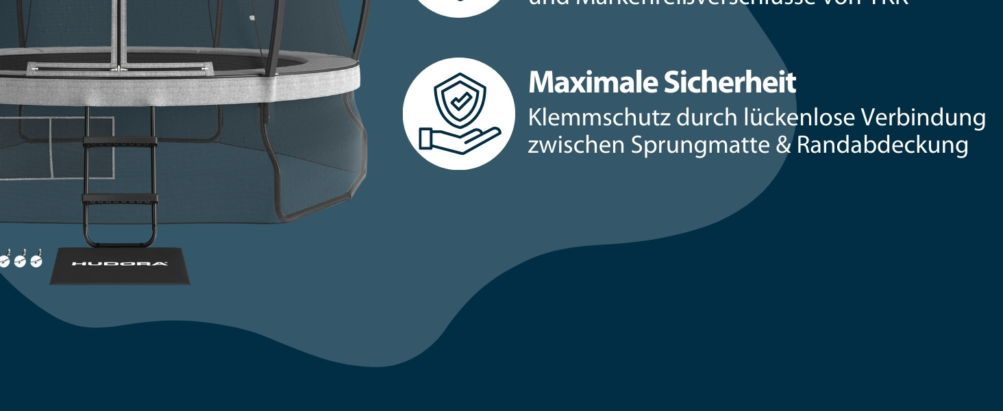 Батут садовий HUDORA Fantastic Complete Max: діаметр 300 см, з захисною сіткою, драбиною та захисним бортом, навантаження до 120 кг