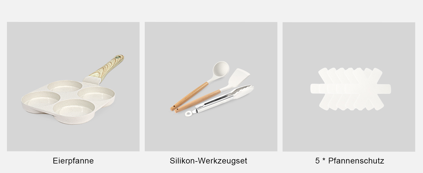 Набір кухонного посуду GiPP з керамічним покриттям, антипригарний, придатний для миття в посудомийній машині, без PFAS, білий, 17 предметів