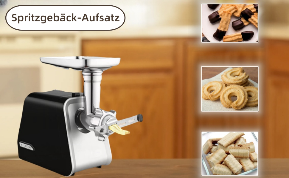 Електрична м'ясоподрібнювач COOCHEER 2000W Professional, 3-в-1 з насадкою для ковбас та насадкою для кеббе, з нержавіючої сталі, 3 диски