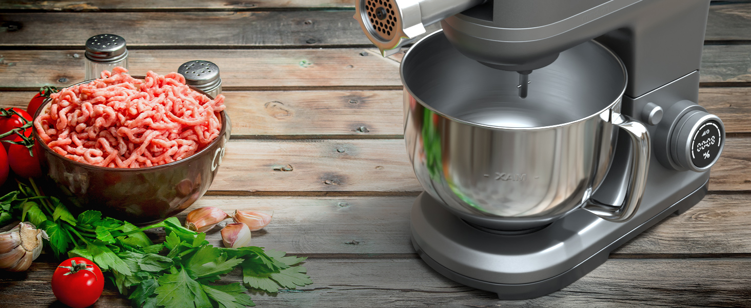 Кухонна машина MEDION Titan: Міксер, м'ясоподрібнювач, 3-в-1, 5 л чаша з нержавіючої сталі, 1200 Вт, натерти, нарізати, цифровий дисплей, 18430