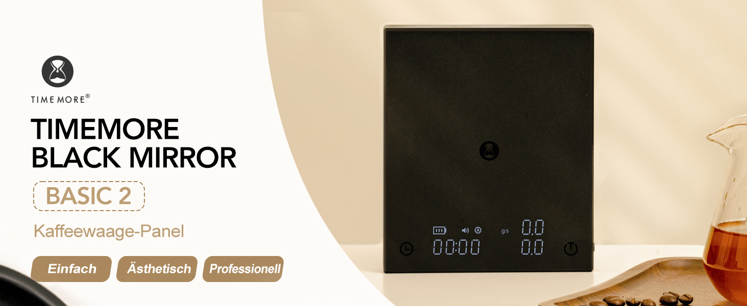 Ваги для кави TIMEMORE Basic 2 з таймером, контролем протікання та точністю 0,1г, чорного кольору