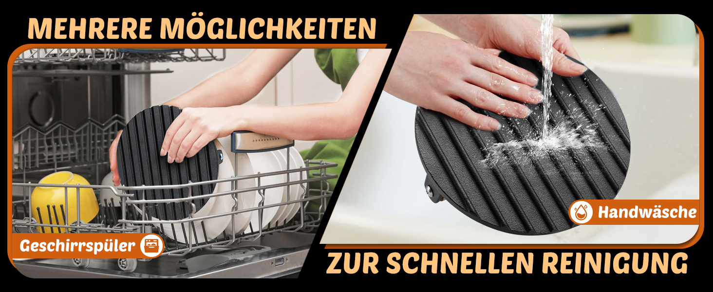 Пресс для бургерів Freelander з чавуну, набір для приготування смашених бургерів (діаметр 17.6 см, прямокутний 20.5 см), прес для гриля з термостійкою ручкою, великий прес для гамбургерів, стейків, сендвічів (чорний, круглий)