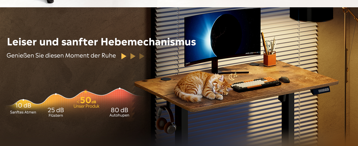 Регульований за висотою стіл Devaise з тихим мотором та функцією пам'яті, стіл для сидіння та стояння, регулювання висоти 72–118 см, ергономічний комп'ютерний стіл для офісу, білий (120x60 см, коричневий)