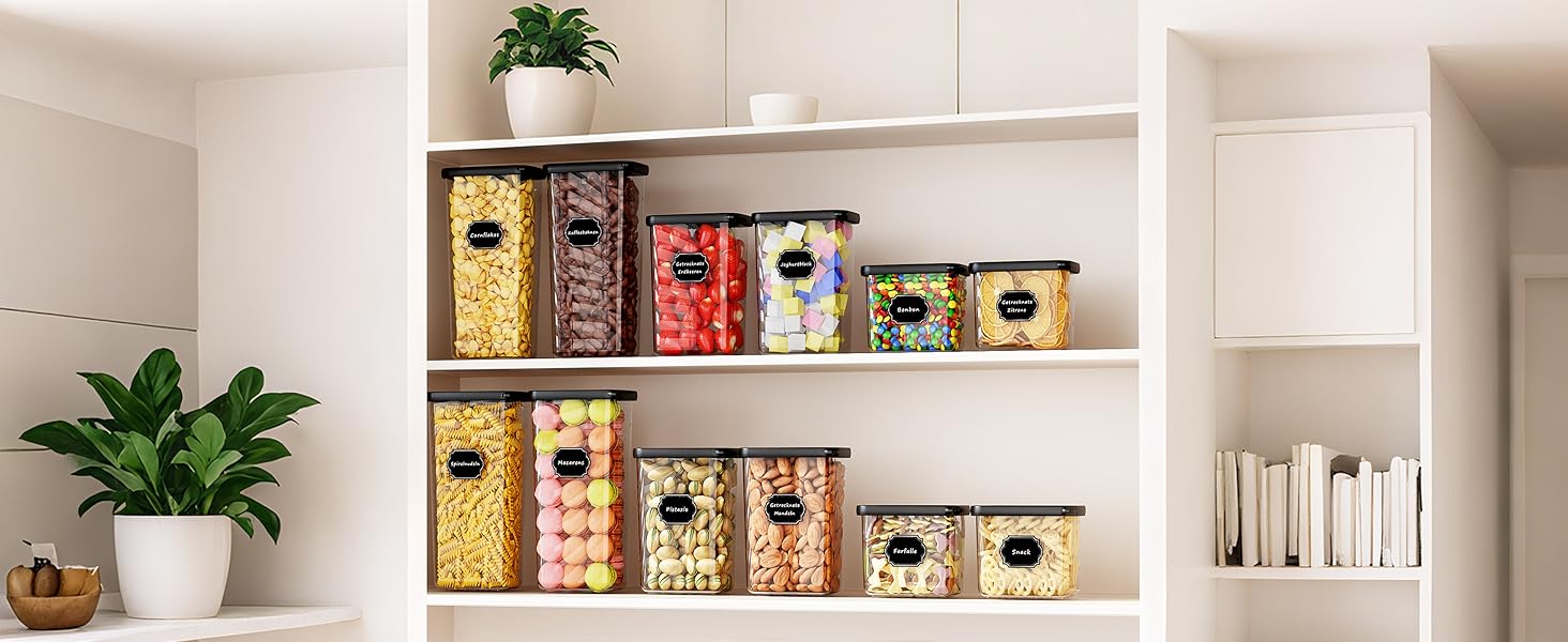 Герметичні контейнери для зберігання продуктів з кришкою, набір 6 шт (1.8л, чорний)