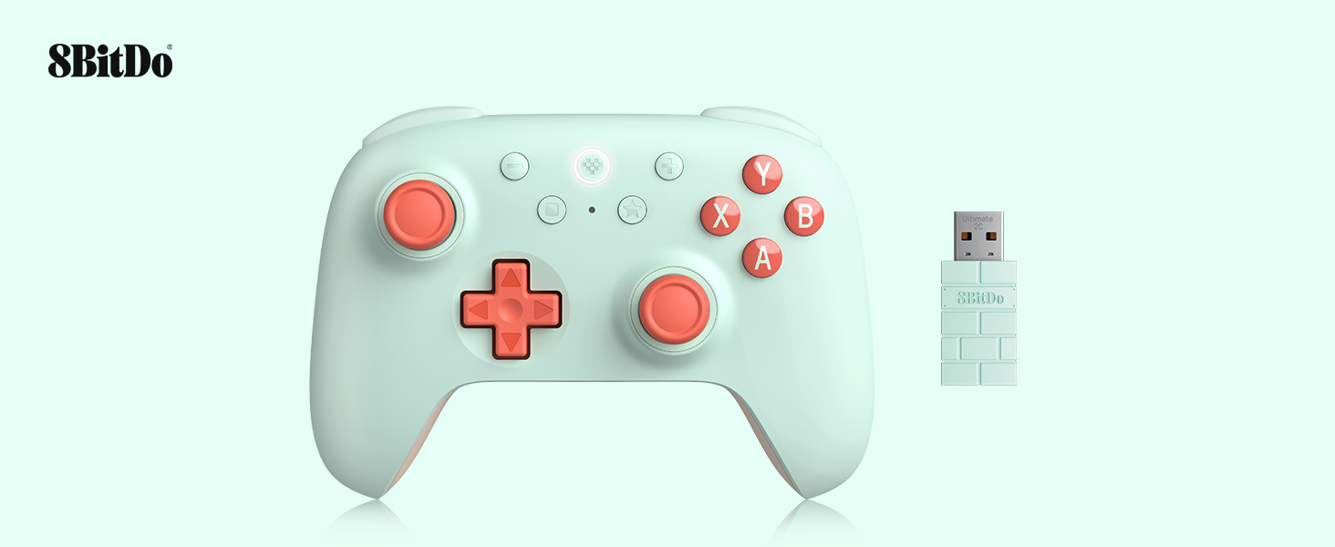 8BitDo Ultimate 2C Бездротовий Контролер для ПК Windows та Android, 1000 Гц, Hall-ефект, Turbofunktion (Світло-зелений)