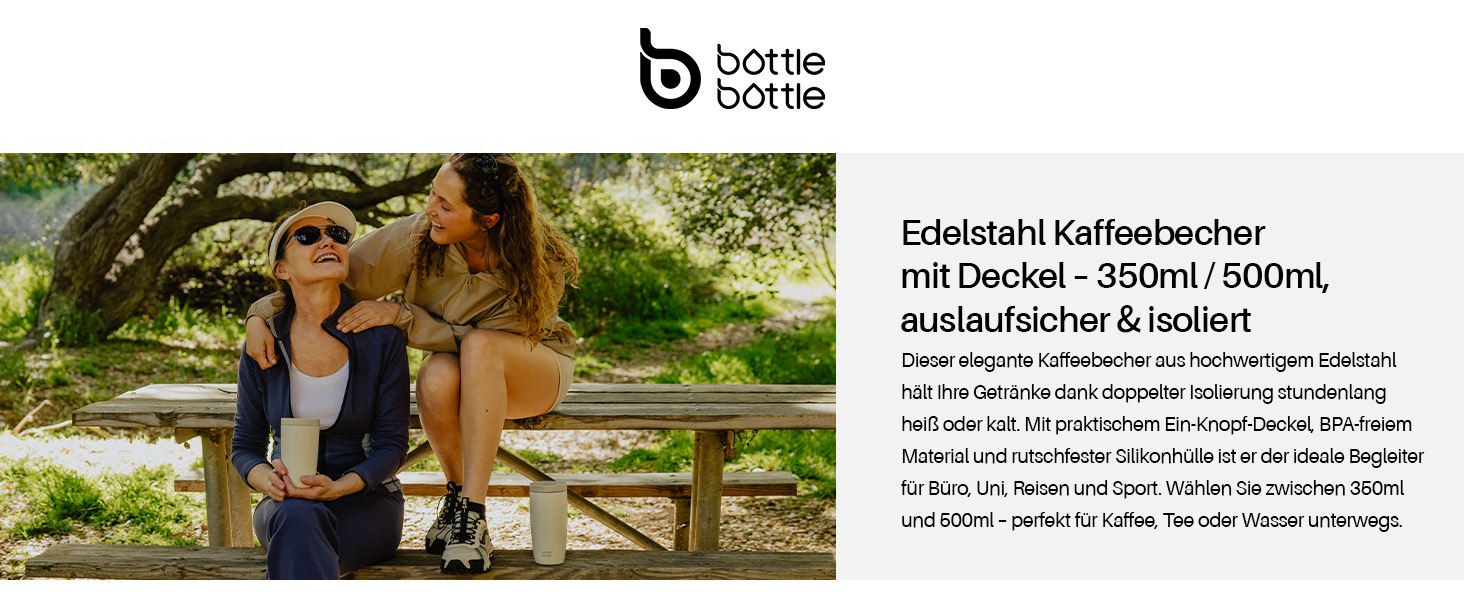 Термокружка BOTTLE Thermobecher 350 мл, для кави та чаю, витікання, Quick-Press, Isolierbecher Travel Mug Classic Grande (Зелена)