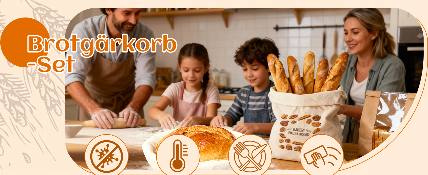 Набір для закваски з плетеного ротангу: корзини (23см круглі, 25см овальні), скребок для тіста, тканинний вкладиш, мішалка та інше | Професійне аксесуар для випічки хліба