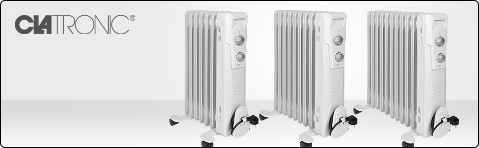 Масляний радіатор Clatronic RA 3735, електричний обігрівач Slimline на 1500 Вт, 7 секцій, 3 рівні потужності, для приміщень до 30 м²
