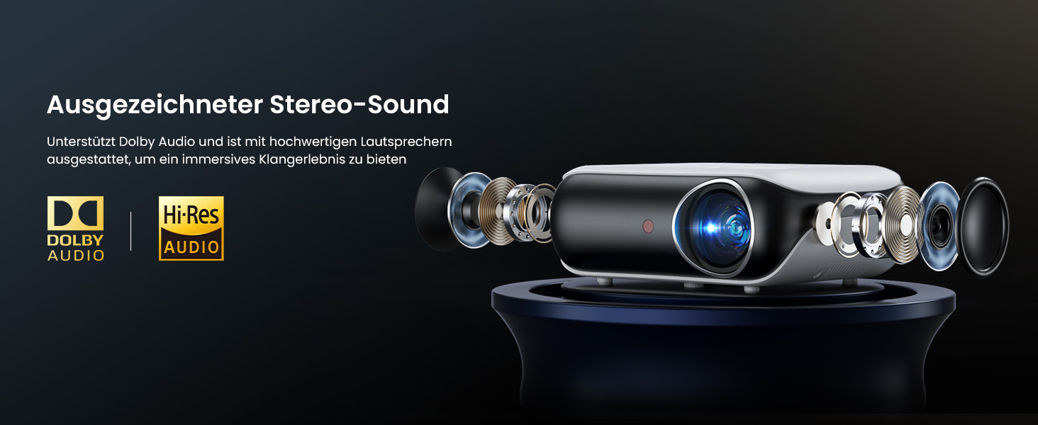 Портативний проєктор HAPPRUN Mini Beamer 4K з Bluetooth та Google TV: 4K, Full HD, HDMI, USB, AV, для кінотеатру вдома