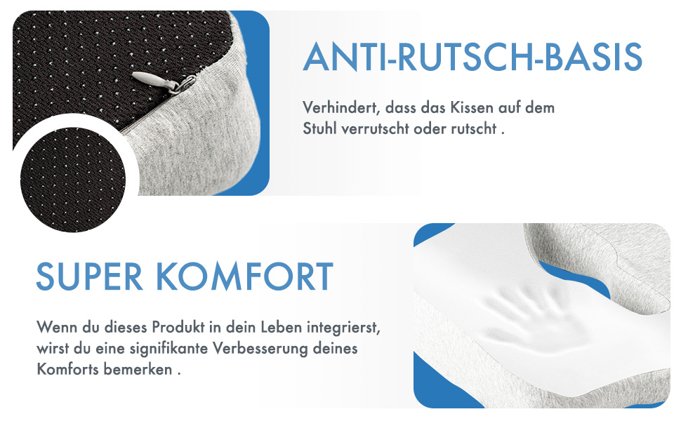 Ортопедична подушка для сидіння Kalmise | Подушка для офісного крісла з Memory Foam | Подушка для куприка для офісу, дому, авто або інвалідного візка