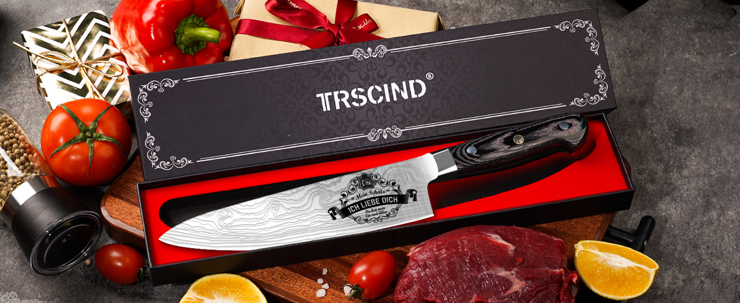 Набір кухонних ножів TRSCIND: подарунок на Різдво та День батька. Професійний кухонний ніж шеф-кухаря з нержавіючої сталі.