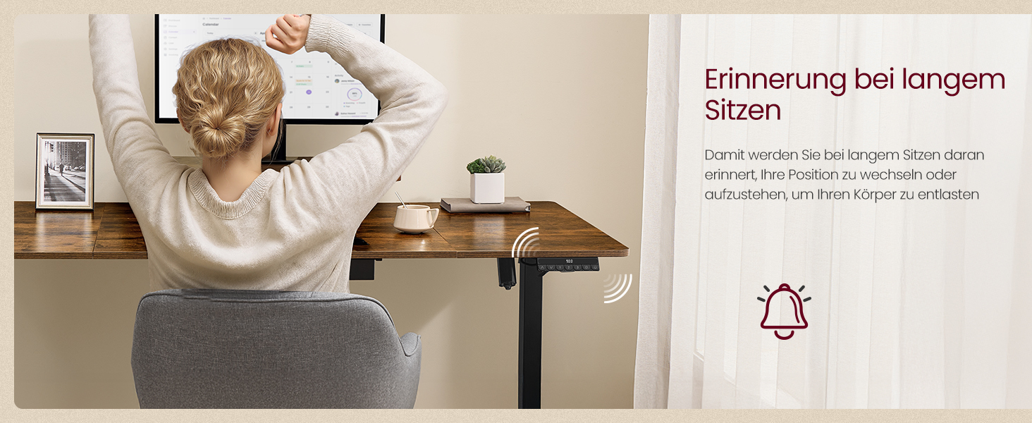 Стол для роботи VASAGLE з регулюванням висоти, 160 x 80 см, з підставкою для монітора, шухлядою та USB-C, нагадування про рух, для офісу, вінтажний коричневий