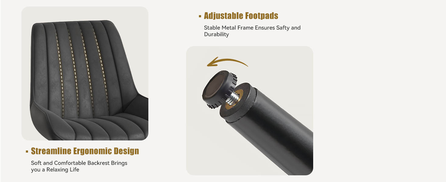 Набір обідніх стільців 2 шт. | М'які стільці з подушкою сидіння 10 см • Чорний стілець для обідньої зони • Стільці для кухні з підлокітниками • Сучасні крісла • Металеві ніжки • FU01043BL-2, Чорний