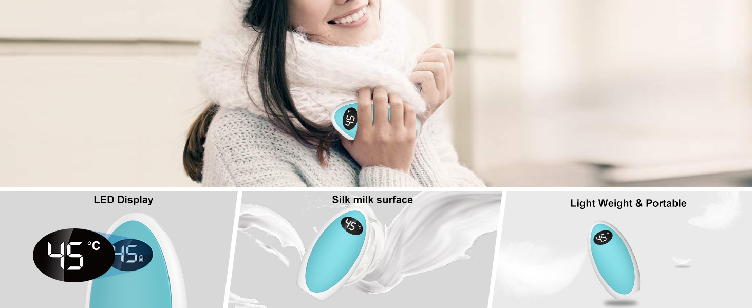 Портативний нагрівач рук Powerbank 5200mAh USB, електричний нагрівач для рук, для кемпінгу, катання на лижах, подарунок (блакитний)