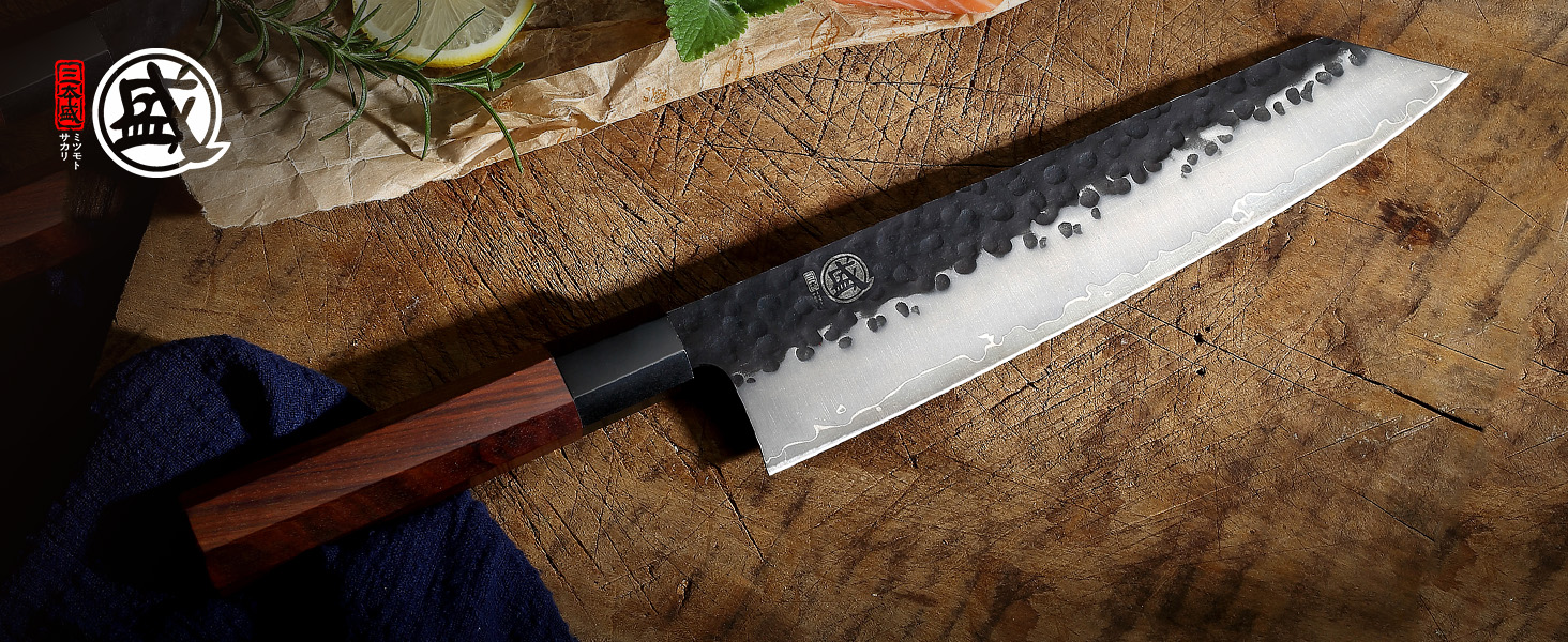 Японський ніж Mitsumoto Sakari Kiritsuke 23 см з ручкою з рожевого дерева (у дерев'яній коробці)