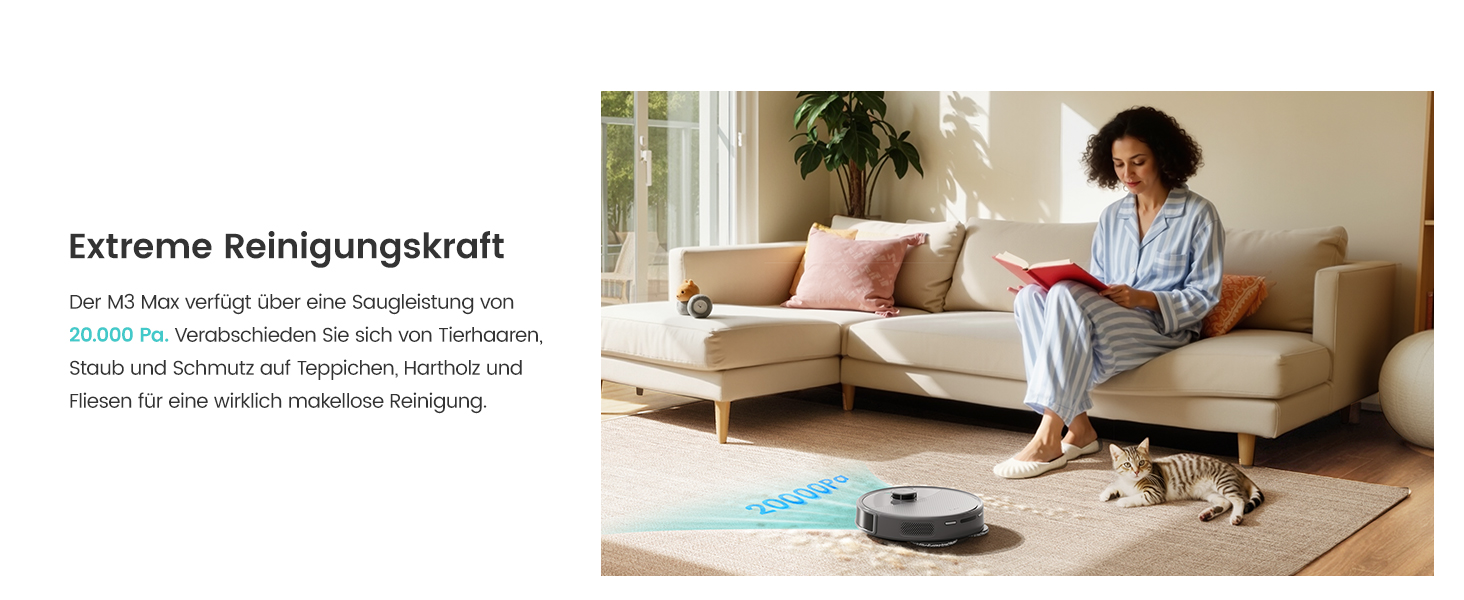 Робот-пилосос LEFANT M3 MAX: 6000Pa, вологе прибирання, лазерна навігація, антизаплутування, керування через додаток та Alexa, для тварин та килимів