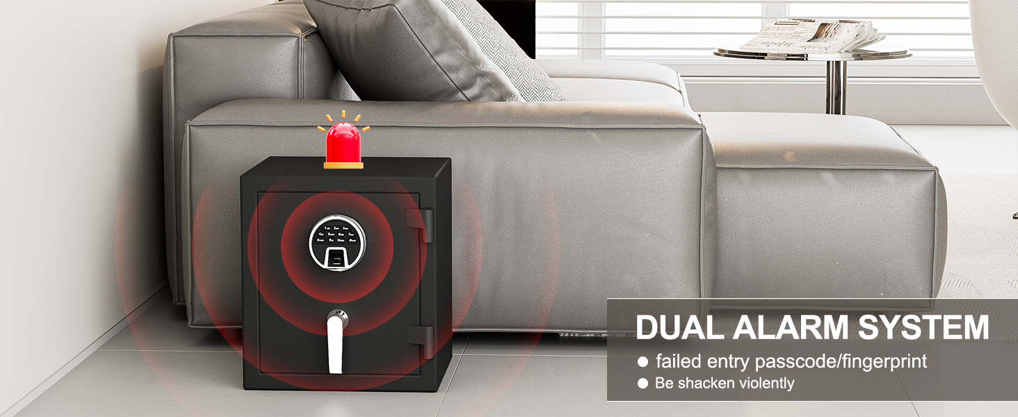 WASJOYE Вогнетривний сейф з біометричним замком, сейф для дому, офісу, готелю з цифровою клавіатурою та зарядкою Type-C (28L)