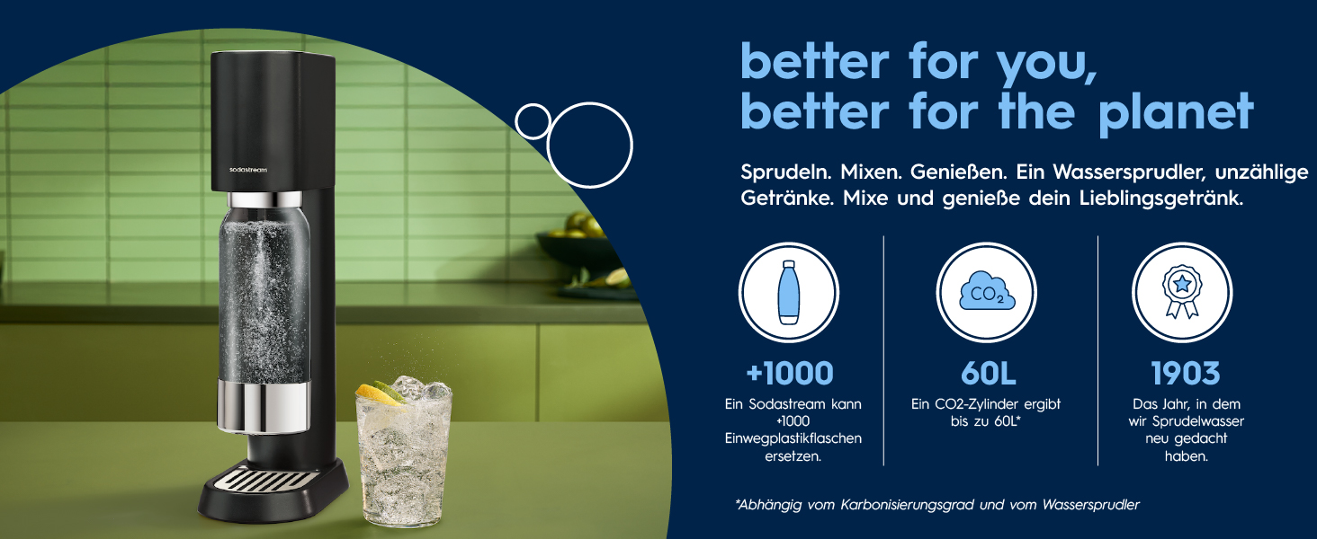 Сифон для газування води SodaStream ENSO з пляшкою 1л та циліндром CO2, сріблястий