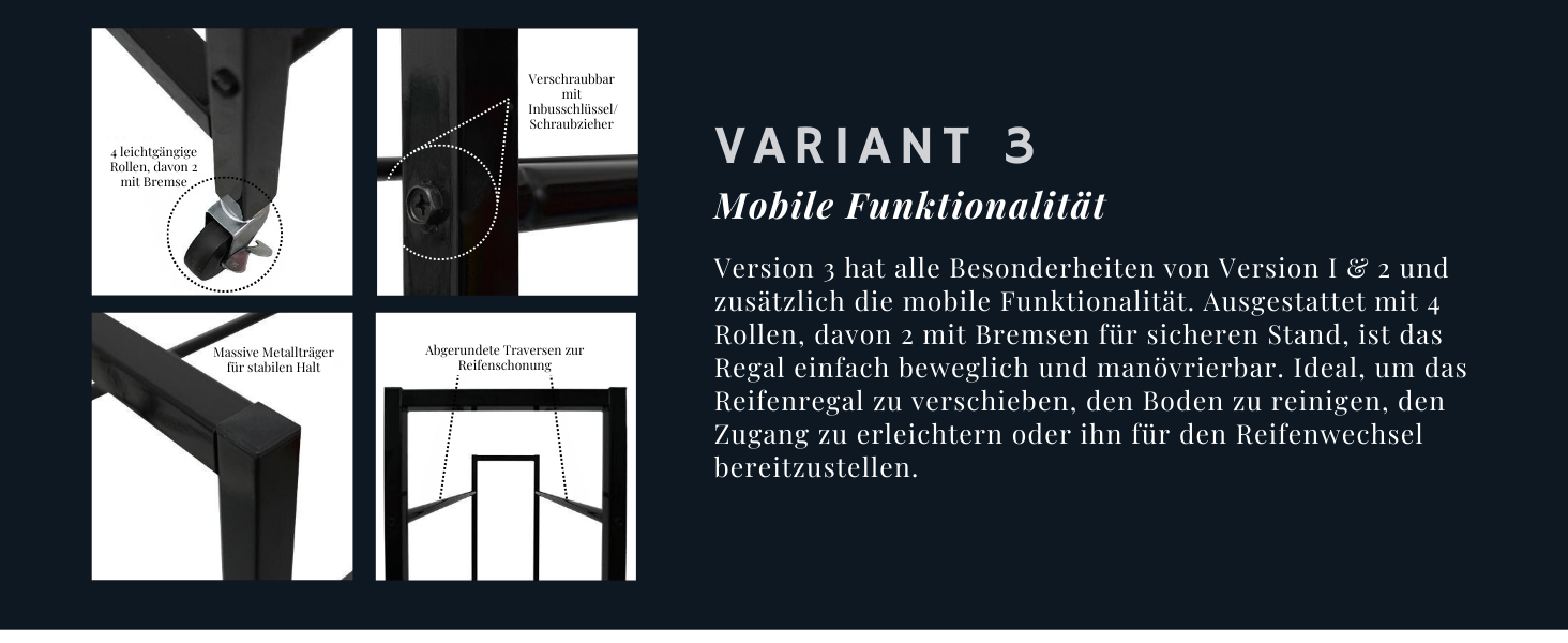 Стелаж для шин PROREGAL CARRERO 104x55x40 см - 8 шин, 2 рівня, чорний