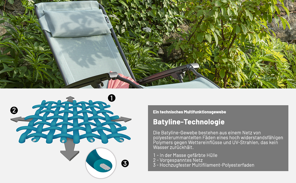 Крісло-шезлонг Lafuma Mobilier Zero Gravity R Clip - розкладне для тераси та саду, міцне Batyline®, багатопозиційне, комфортне, Франція, кольору жита