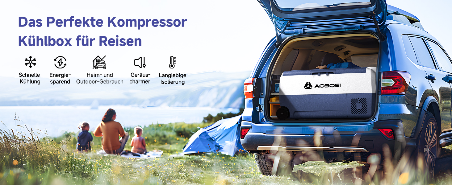 Автомобільний компресорний холодильник AAOBOSI 36л з Wi-Fi, 12/230V, -20°C до +20°C для кемпінгу, подорожей, риболовлі