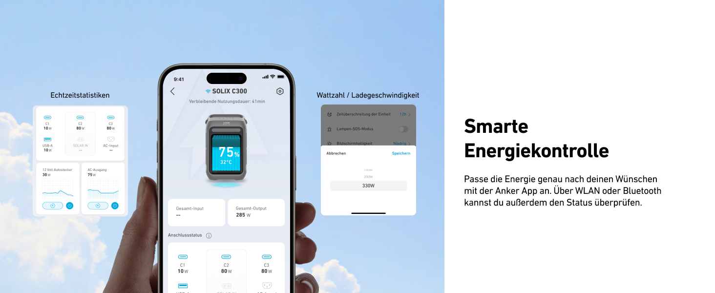 Портативна електростанція Anker SOLIX C300X: 288Wh LiFePO4, 300W (600W max), для кемпінгу та подорожей