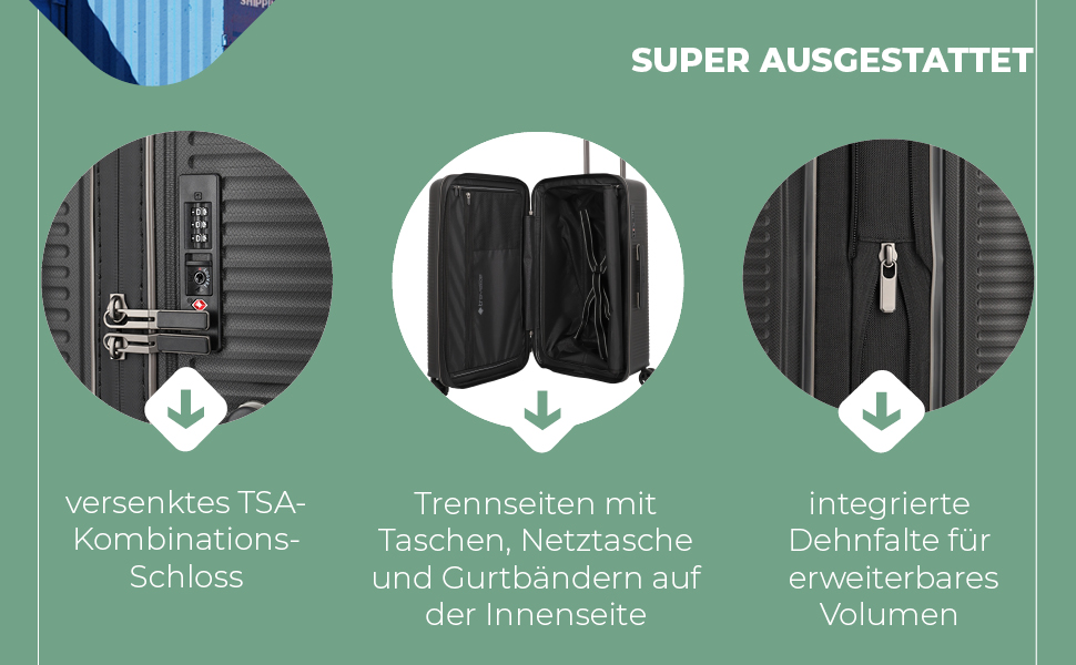 Чемоданний набір Travelite Roomer 2 шт. L/M: міцні валізи з TSA замком, розширювана валіза M (66 см), чорний