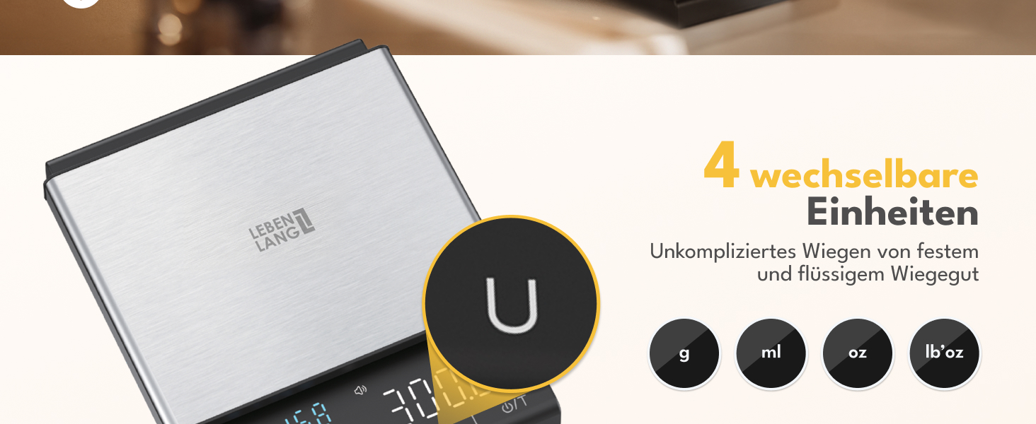 Ваги для кави LEBENLANG з таймером: точність 0.1г, для еспресо, бариста, кухні