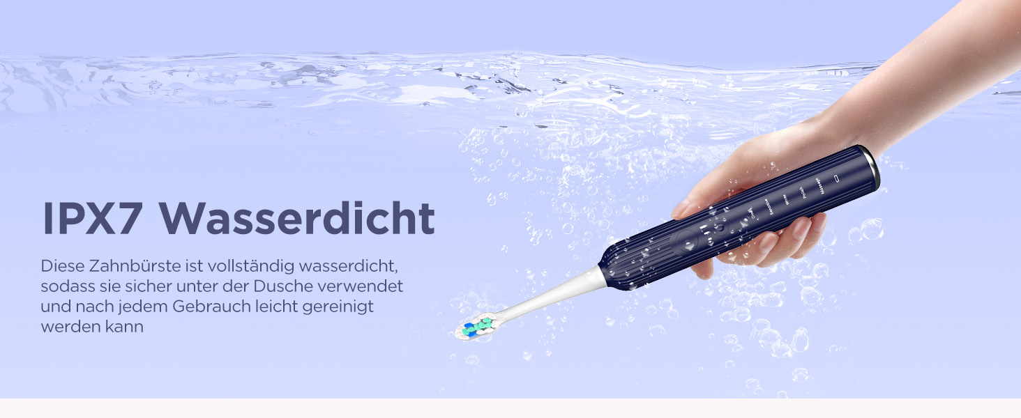 Електрична зубна щітка Sonic для дорослих та дітей, 5 режимів чищення, 8 насадок, блакитна