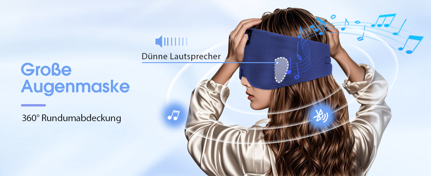 Маска для сну з Bluetooth-навушниками, 100% затемнення, шовкова тканина, для чоловіків та жінок, м'які навушники, Bluetooth-маска для сну, подорожей, блакитний колір