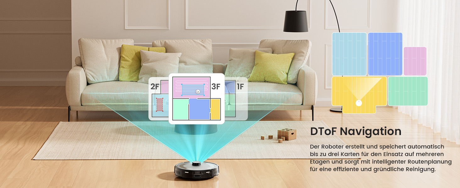 Робот-пилосос LEFANT M2 з функцією миття підлоги, 6000Pa, LiDAR-навігація, зони заборони, керування через APP/Alexa, для шерсті тварин, килимів та твердих підлог (M2B)