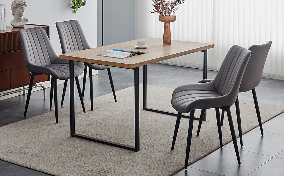 Тюкаїлай Комплект з 2-х обідніх стільців, штучна шкіра, ергономічний, з металевим каркасом, до 150 кг, для кухні та вітальні, коричневий (сірий, комплект з 4-х, велюр)