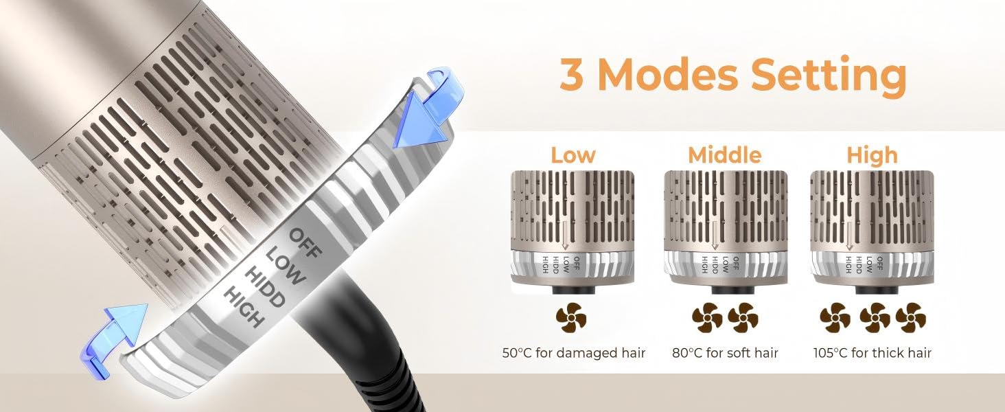 UMIGA Hairstyler 5-в-1: Фен-щітка, стайлер для волосся, випрямляч, плойка (Золотий)