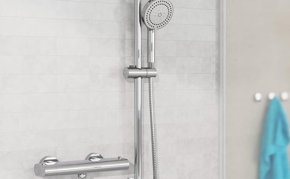 Дзеркальна душова система EISL CARNEO з термостатом, водоспадом та запобіжником 38°C, хром