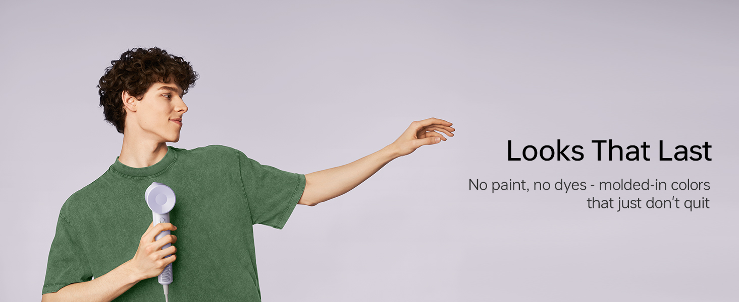 Laifen SE Lite Фен для волосся з іонізацією, 100 000 об/хв, швидке сушіння, тихий, для дому та подорожей (зелений, фіолетовий)