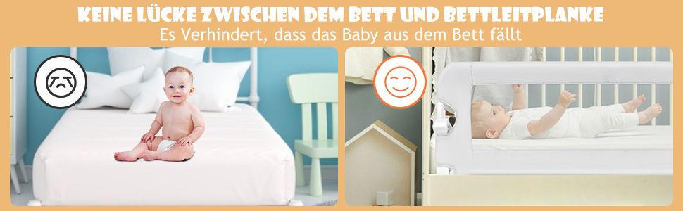 Захисний бортик для ліжка дитячого DREAMADE 150 см, білий - запобігає випаданню, PP та Oxford