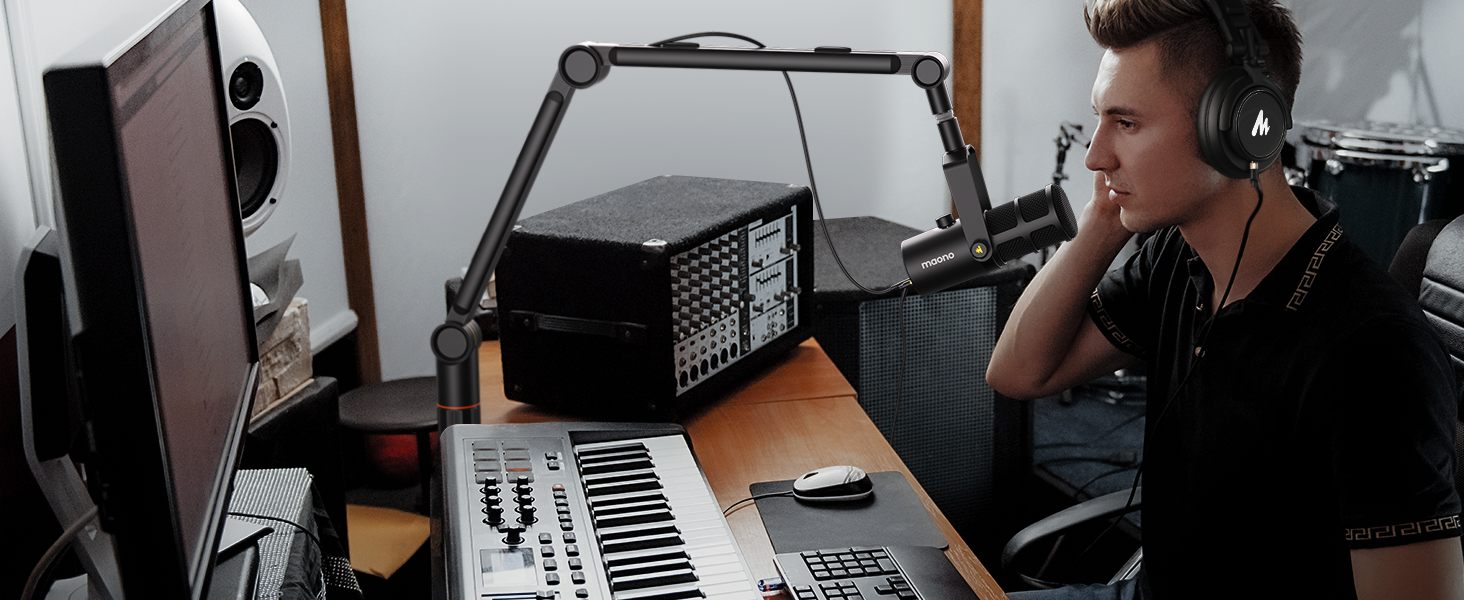 Динамічний мікрофон MAONO PD400X USB/XLR для подкастів, студії, стрімінгу, з регуляторами гучності, еквалайзером, функцією Tap-to-Mute та професійним софтом