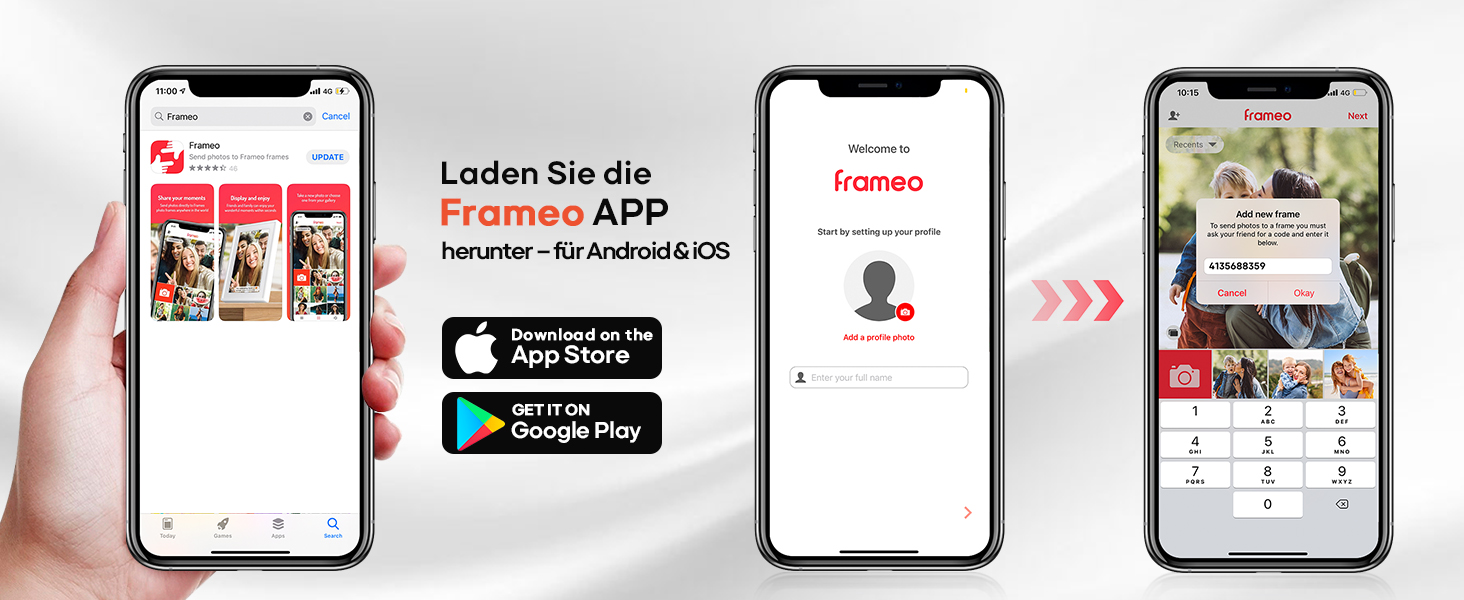 Frameo: Цифровий фоторамка 10.1 дюйма, HD 1280*800 IPS, сенсорний екран, 32GB, автоповорот, Frameo App