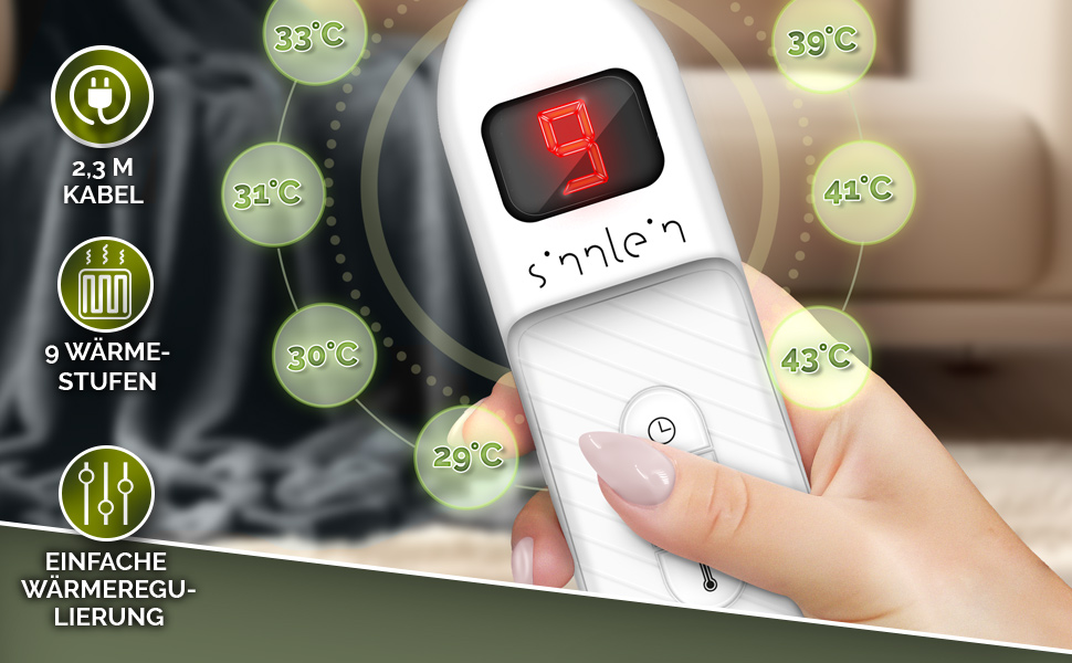 Електрична грілка з плюшу 200x180 см, сертифікат TÜV SÜD GS | З таймером, 9 температурних режимів, відключенням, цифровим дисплеєм, пральна до 40°C, бордовий колір