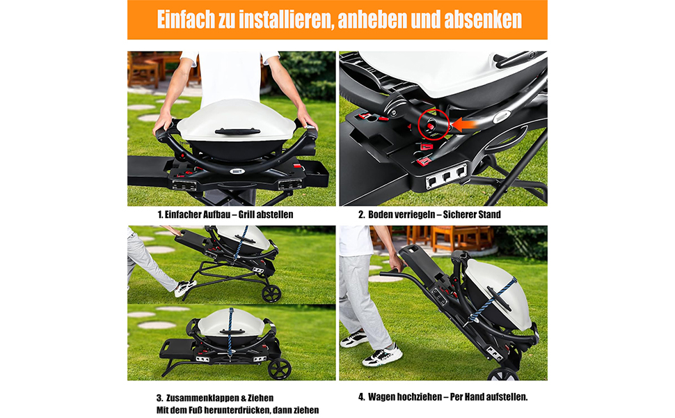 Підставка для гриля GFTIME для Weber Q1000, Q2000, Q1200, Q1400, Q2200, Q2400 та Blackstone 43/56 см, Outdoor