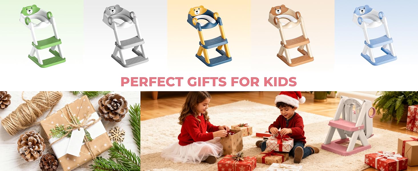 Дитячий унітаз-сходинка з ручками, рожевий - для хлопчиків та дівчаток, 2-в-1, антиковзкий