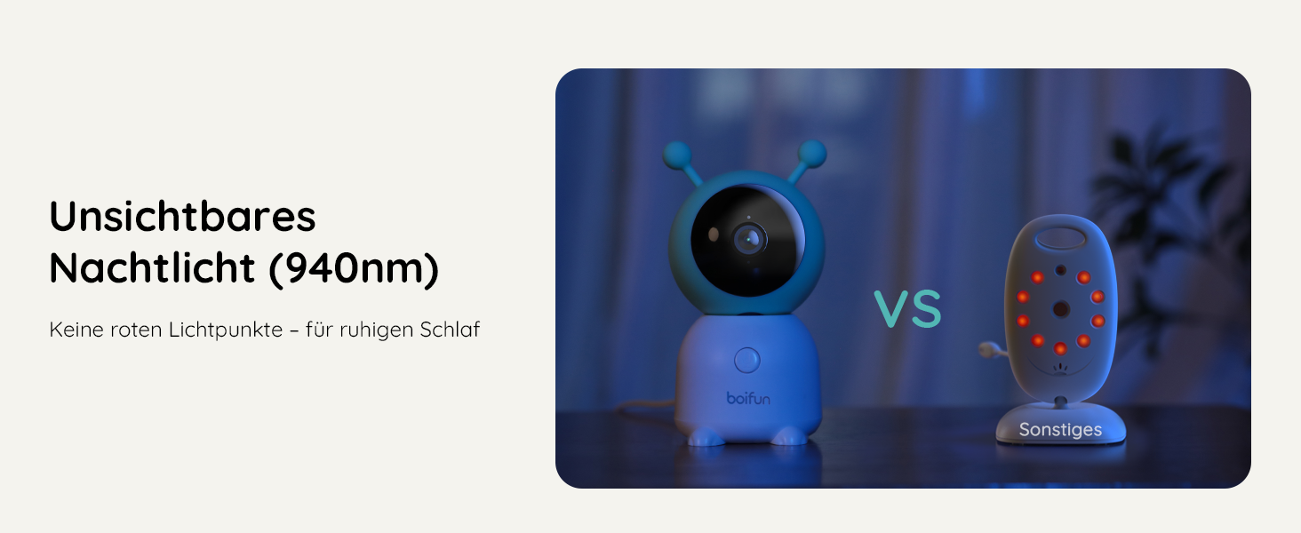 BOIFUN Додаткова камера для немовлят 6T 2K WiFi: відеоняня з нічником, датчиком руху/плачу/звуку, AI-відстеженням, датчиком температури та вологості, записом відео