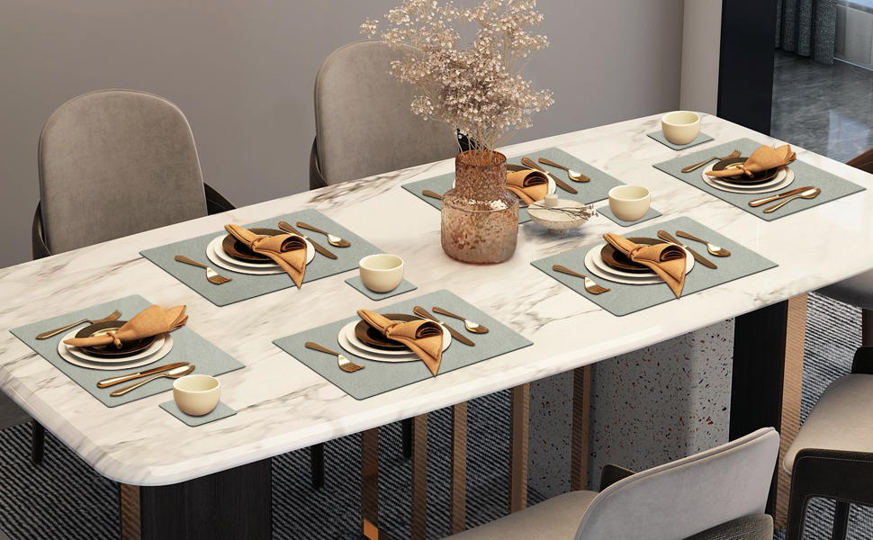 Набір серветок YIHELU 6 шт. з штучної шкіри, вологостійкі, неслизькі, легко миються, для кухні та їдальні, м'ятно-зелені/кремові