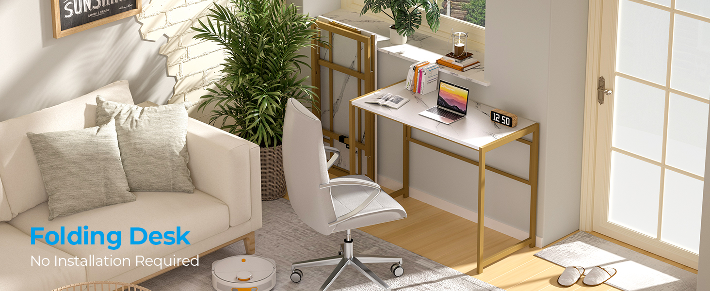 Зламуваний стіл GreenForest 80x48 см, без монтажу. Ідеально для дому та офісу. (100x48 см, золото)