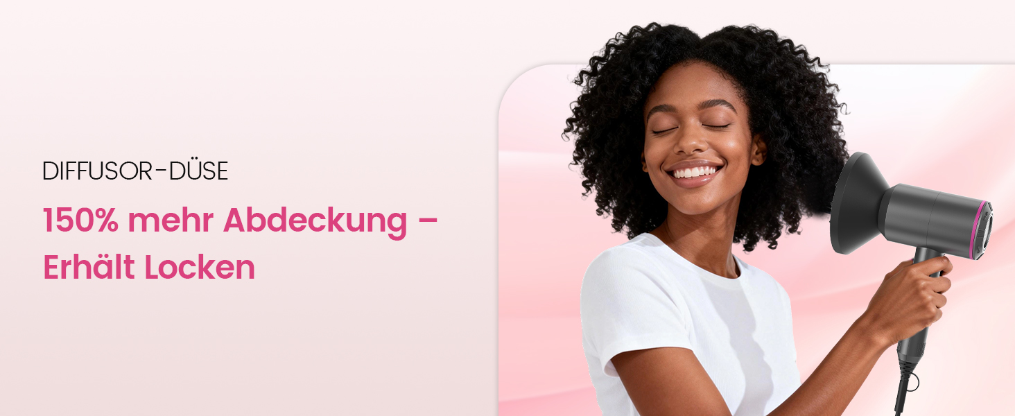 Професійний іонний фен для волосся з AC-мотором, 3 температурні та 2 швидкісні режими, кнопка холодного повітря, 3 насадки-концентратори та дифузор, сірий