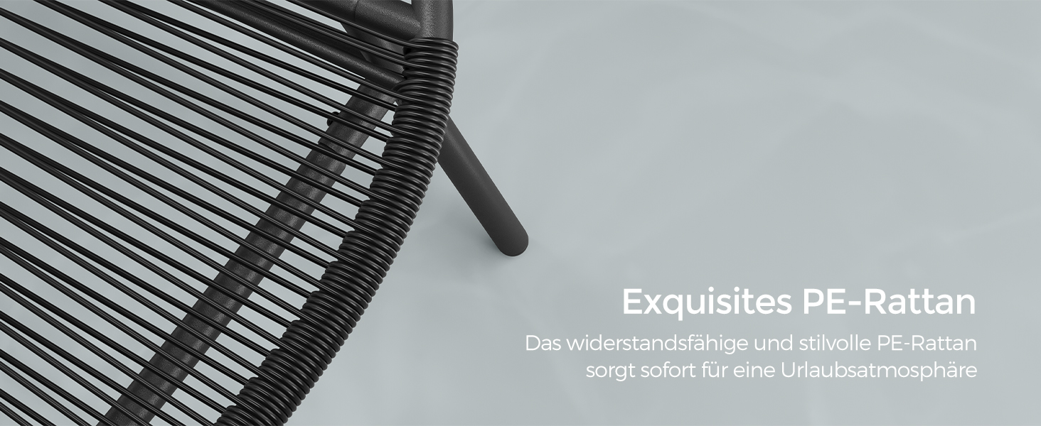 Набір садових меблів SONGMICS з поліротану для балкона та тераси: стіл та 2 крісла (чорний)