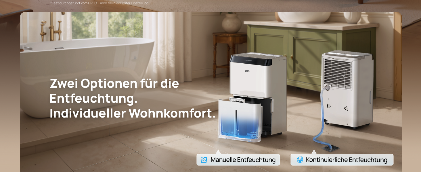 Dreo Розумний осушувач повітря - 20л, для приміщень до 37 м², з керуванням через додаток та Alexa, 3 режими, таймер, регулювання вологості, з відводом води, для спальні та ванної кімнати, білий/чорний