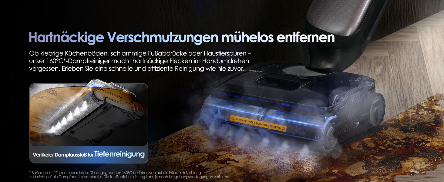 Tineco Floor One S9 Artist Steam Pro: Акумуляторний пилосос для вологого та сухого прибирання, 22000 Па, анти-заплутування, сушка гарячим повітрям 85°C, 50 хв роботи, для твердих поверхонь, шерсті тварин